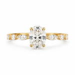 Load image into Gallery viewer, Marquise Accent Stones Oval Lab Grown Diamond Gold Solitaire Ring