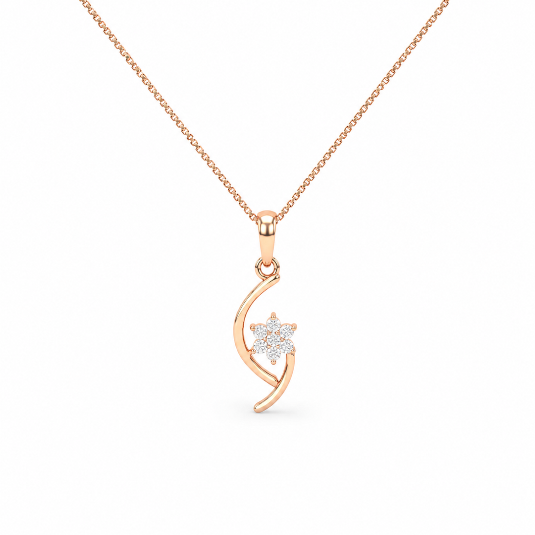 Floral Twist Lab Grown Diamond Pendant Necklace in Gold