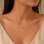 Load image into Gallery viewer, Floral Twist Lab Grown Diamond Pendant Necklace in Gold