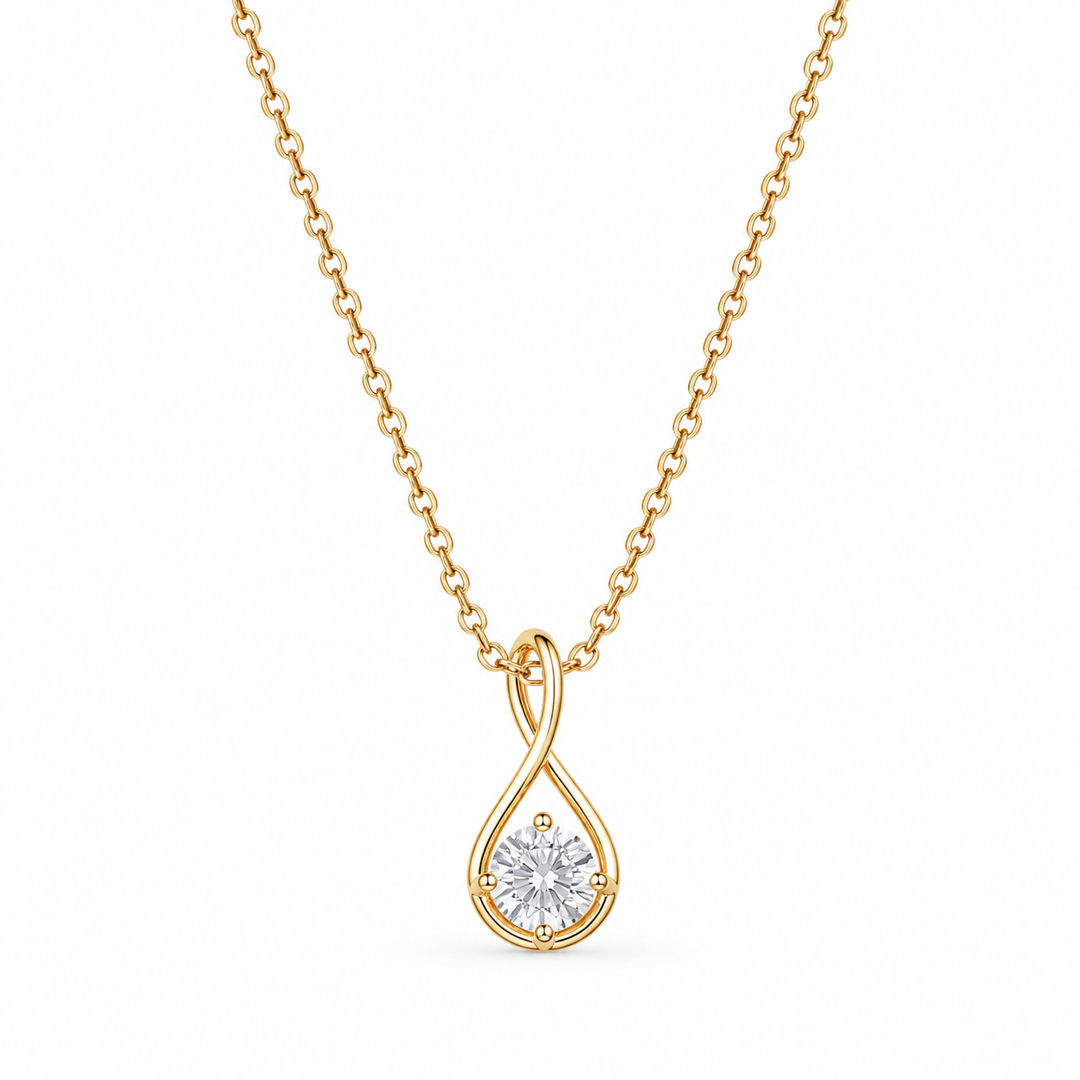 Infinity Lab Grown Diamond Solitaire Pendant Necklace in Gold