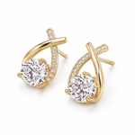 Load image into Gallery viewer, Gold Plated Crystal Drop Stud Earrings for Women