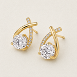 Load image into Gallery viewer, Gold Plated Crystal Drop Stud Earrings for Women