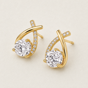 Gold Crystal Drop Stud Earrings for Women