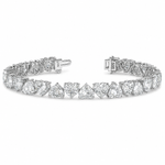 Load image into Gallery viewer, Lab Grown Diamond Heart Tennis Bracelet in White Gold
