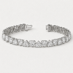 Load image into Gallery viewer, Lab Grown Diamond Heart Tennis Bracelet in White Gold
