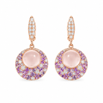 Load image into Gallery viewer, Pink Sapphire &amp; Rose Quartz Diamond Gold Drop Earrings for Women