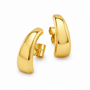 Golden Lunar Hug Earrings | Gold Plated 925 Sterling Silver Crescent Hoop Earrings