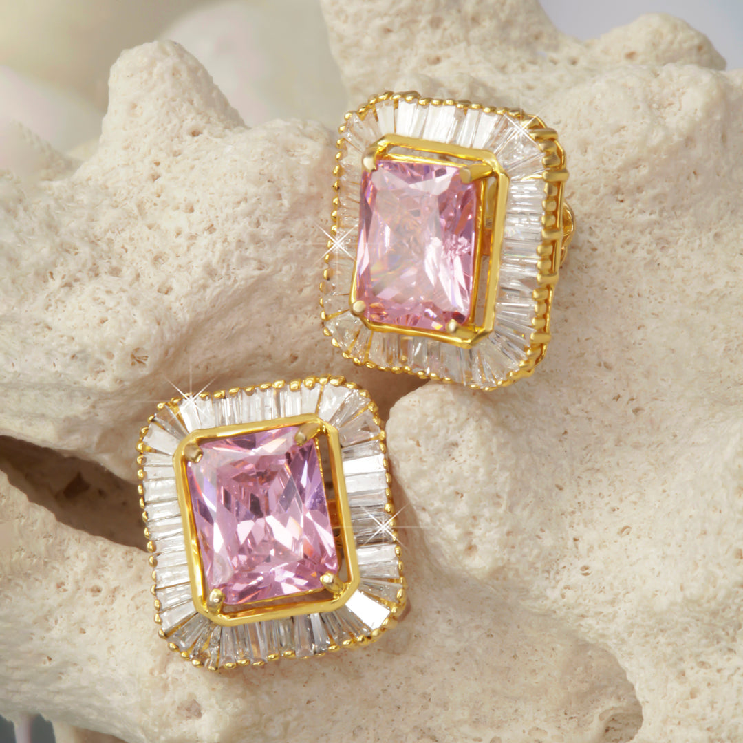 Topaz Blush Baguette Earrings