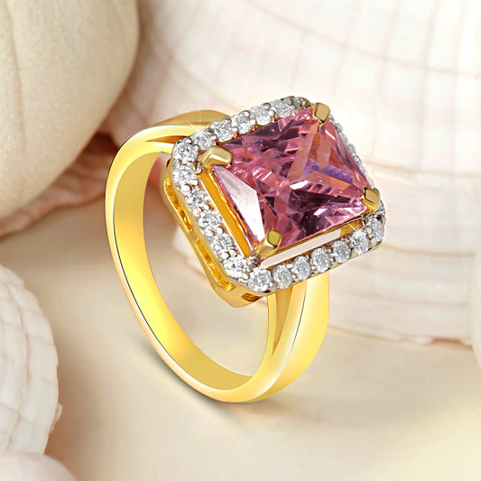 DIAMOND RING WITH PINK TOPAZ STONE