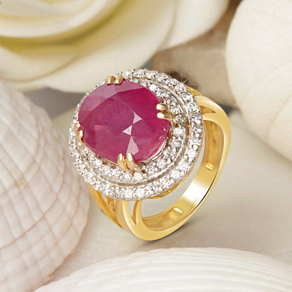 DIAMOND RING WITH RUBY