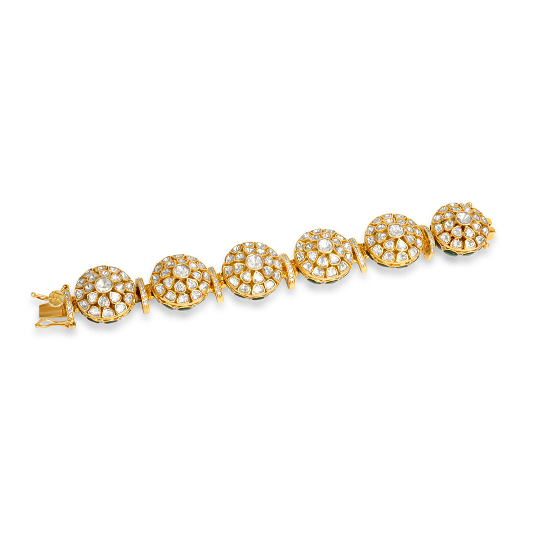 The Silver Harmony Bracelet | Gold Plated 925 Sterling Silver Polki Statement Bracelet