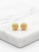 Load image into Gallery viewer, 925 Sterling Silver Gold Plated Ball Stud Earrings | Textured Minimal Daily Wear Studs
