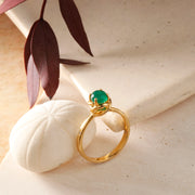 Gold-plated sterling silver ring with green onyx – lifestyle shot