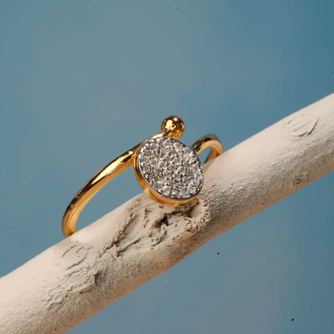 Gold Plated Diamond Ring Romantic Gift for Girlfriend - Adjustable Finger Ring