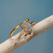 Gold Plated Diamond Ring Romantic Gift for Girlfriend - Adjustable Finger Ring