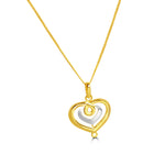 Load image into Gallery viewer, Gold heart-shaped necklace with a white heart inset 