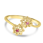 Load image into Gallery viewer, Gold plated silver floral ring for women with pink stone – elegant jewellery for daily wear