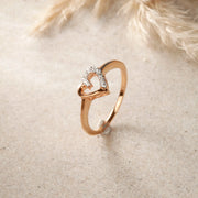 Gold plated silver heart ring for women with sparkling stone design – elegant jewellery online India