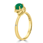 Load image into Gallery viewer, Green gemstone ring with crown setting – angled view