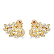 The Peacock Amber Earrings | Gold Plated 925 Sterling Silver Polki Peacock Earrings for Women