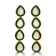 The Morning Dew Earrings | Gold Plated 925 Sterling Silver Moissanite Green Enamel Drop Earrings