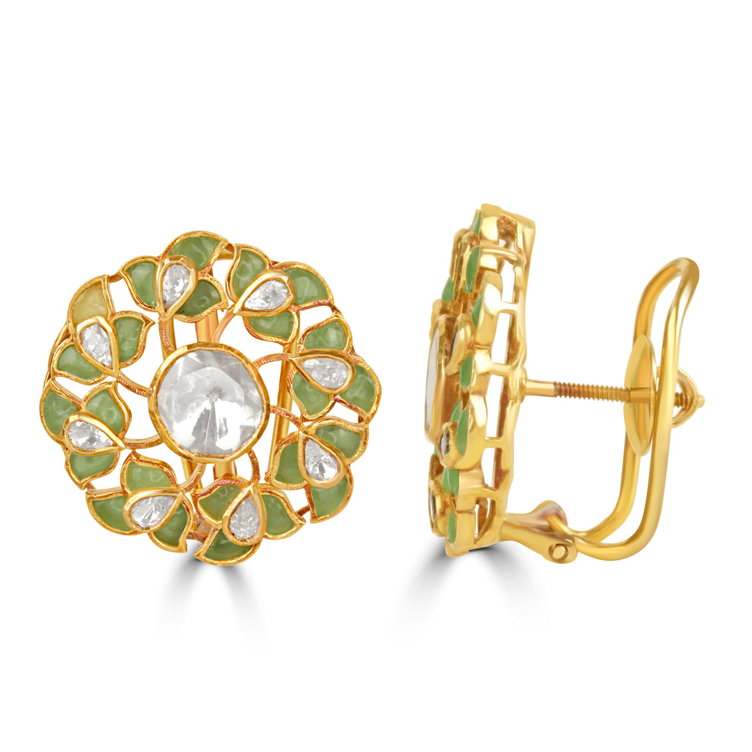 Green Rose Earrings