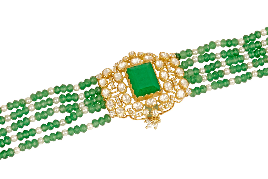 The Emerald Echo Moissanite Polki Pendant