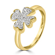 Woman wearing Lucky Clover Gold Ring - Best Birthday Gift for Girlfriend or Wife