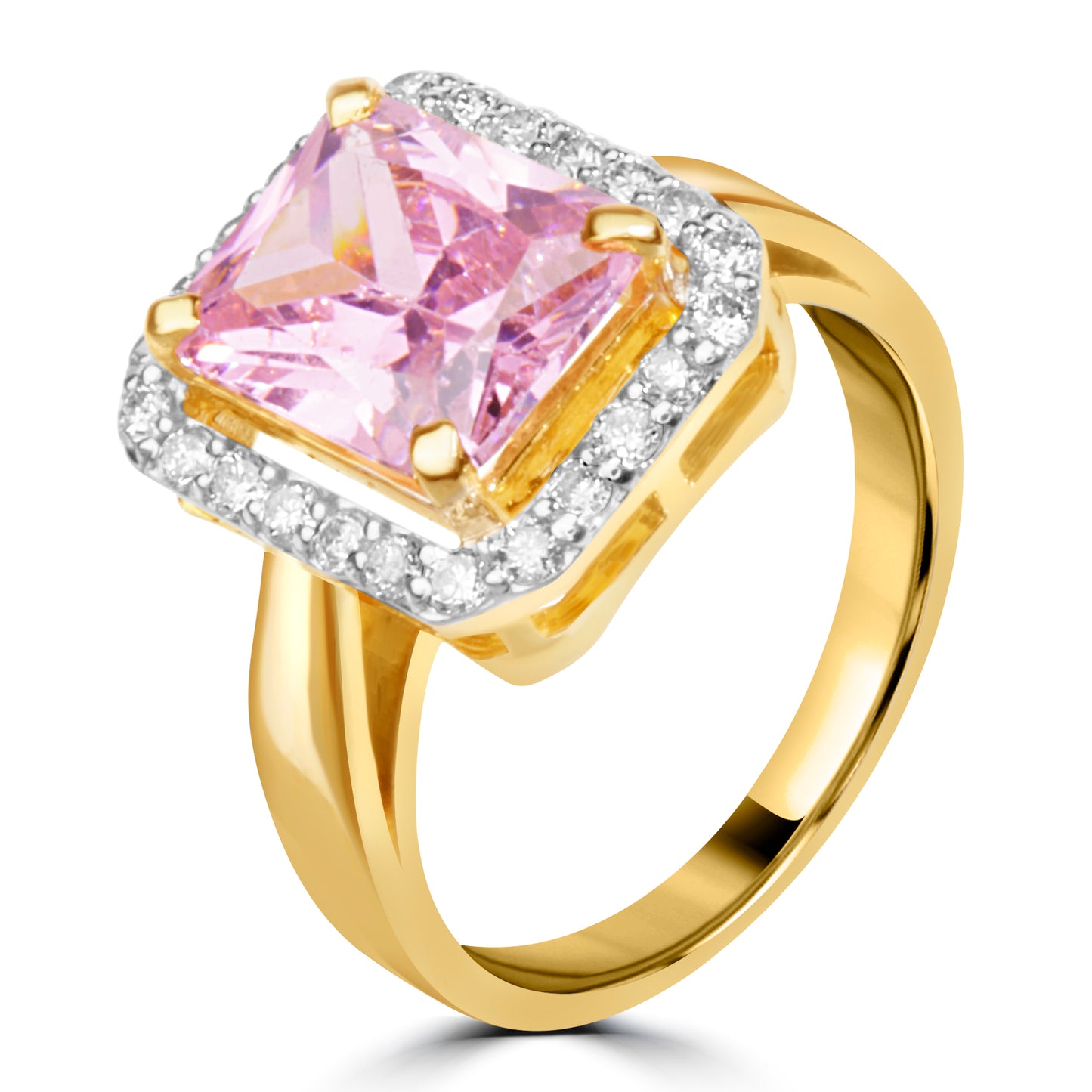 DIAMOND RING WITH PINK TOPAZ STONE