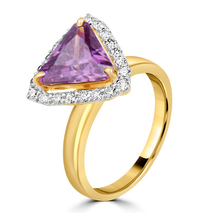 DIAMOND RING WITH AMETHYST STONE