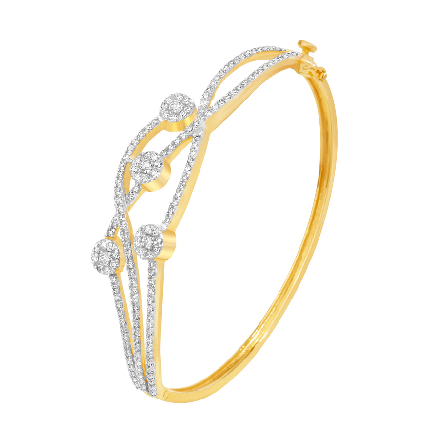 Equilibrium Diamond Bracelet | 14K Gold 2.53 CT Designer Diamond Bangle for Women