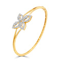 14K Gold Diamond Floral Bracelet | 1.13 CT Designer Diamond Bangle for Women