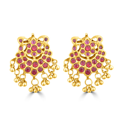 KUNDAN RED STONE EARRINGS