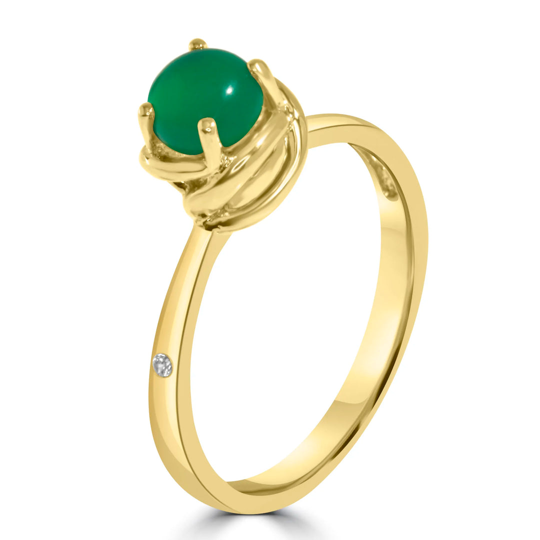Minimal gold-plated silver ring featuring green onyx – side profile