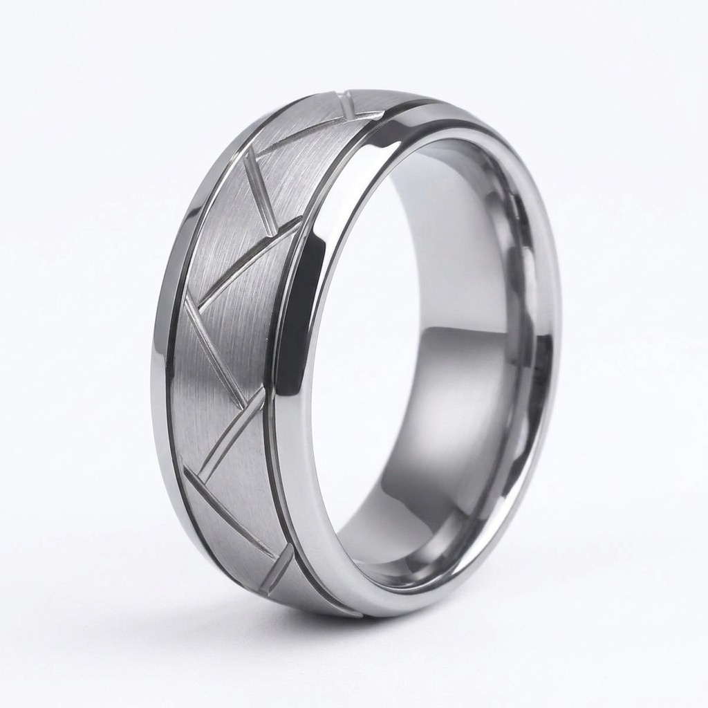 Modern Geometric Silver Men's Ring