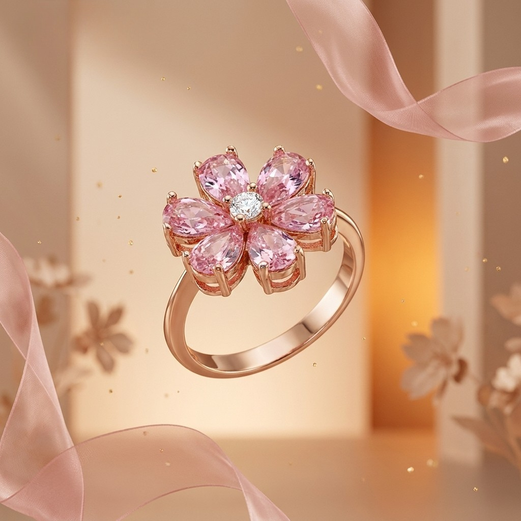 Gold Lab Grown Diamond Floral Ring for Women