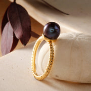 Aesthetic Black Pearl Ring Gift Idea for Mother or Wife - Modern Jewellery