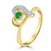 Aesthetic Emerald Green Stone Heart Ring - Romantic Jewellery Gift