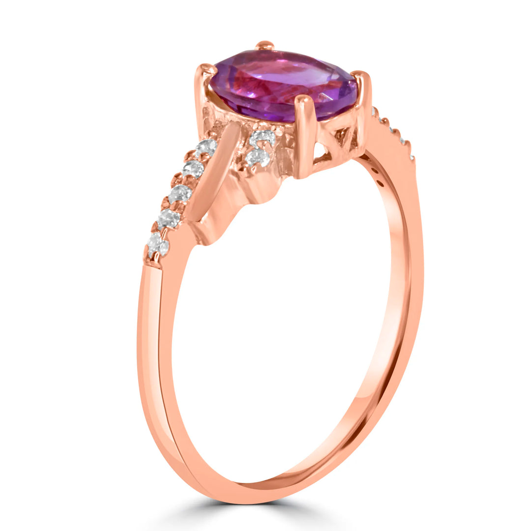 Aesthetic Oval Gemstone Ring in Rose Gold - Luxury Gift Idea for Her