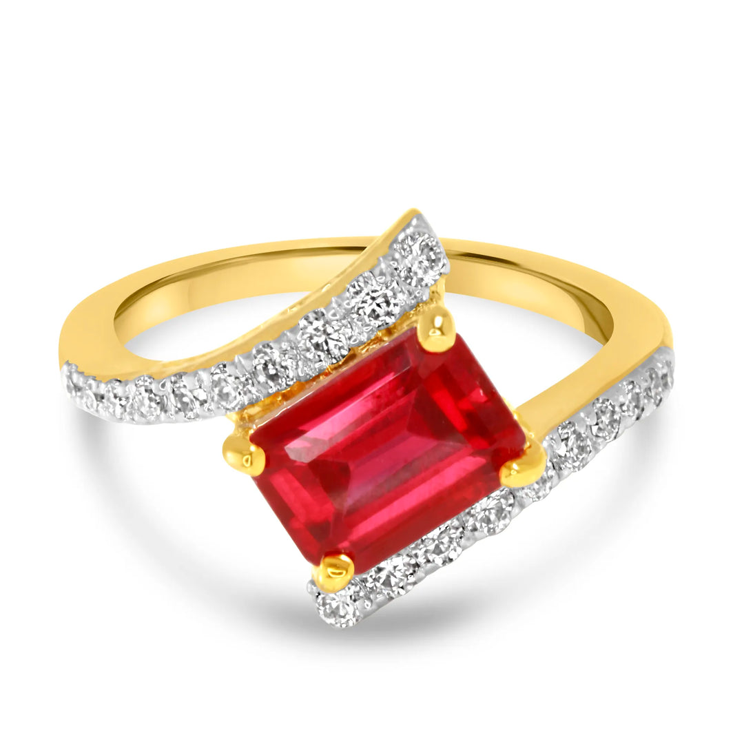 Aesthetic Emerald Cut Red Stone Ring - Party Wear Jewellery Gift Idea