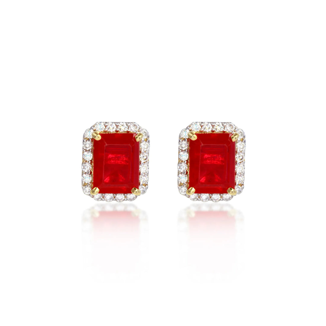 Aesthetic Ruby Red Gemstone Earrings Gift for Wife