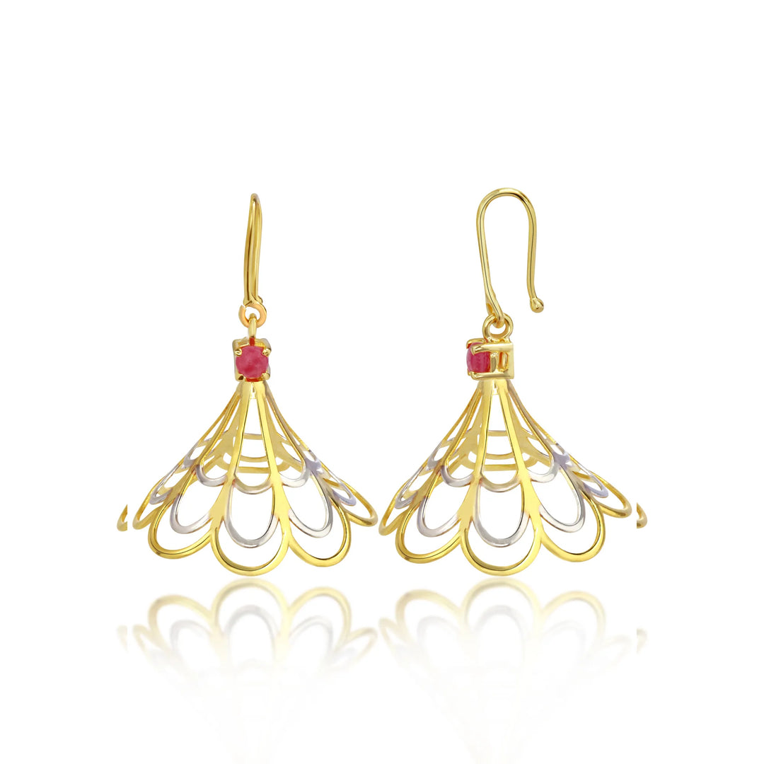 Aesthetic Ruby Stone Gold Drop Earrings Gift Idea - Modern Jewellery