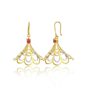 Aesthetic Ruby Stone Gold Drop Earrings Gift Idea - Modern Jewellery