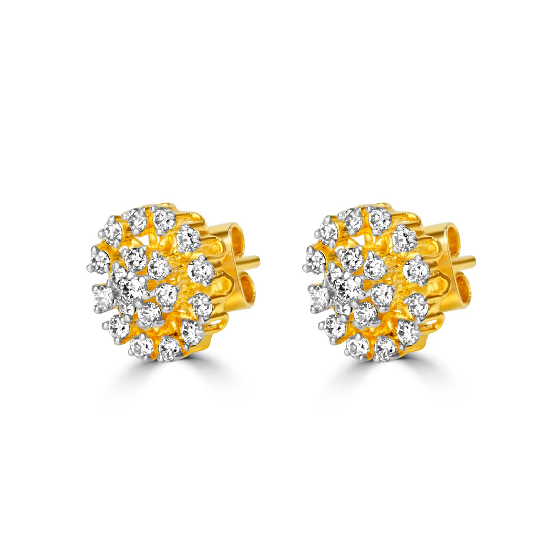 High Quality Cubic Zirconia Stud Earrings with Gold Polish - Latest Indian Design