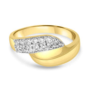 Designer Gold Plated Broad Ring with Sparkling Cubic Zirconia - Side View