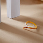 Load image into Gallery viewer, Designer Gold Plated Twist Ring with Multi Color Stones - Party Wear Jewellery