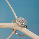 Load image into Gallery viewer, 925 Sterling Silver Double Halo American Diamond Ring - Square Cushion Design