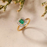 Load image into Gallery viewer, Elegant Gold Plated Emerald Ring on Model Hand - Party Wear Jewellery