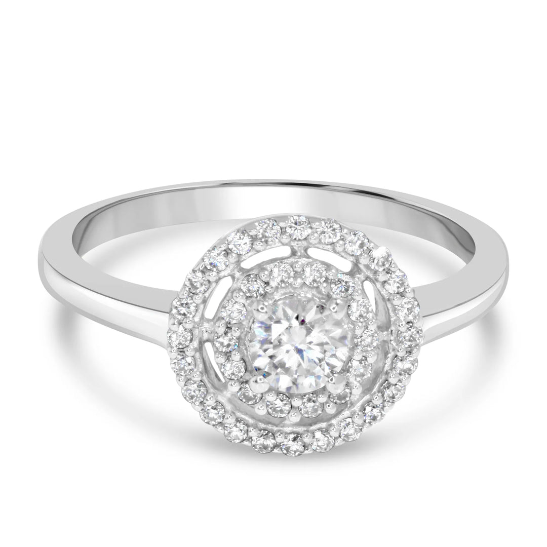 oral Design American Diamond Cluster Ring in Silver - Daily Wear Jewellery