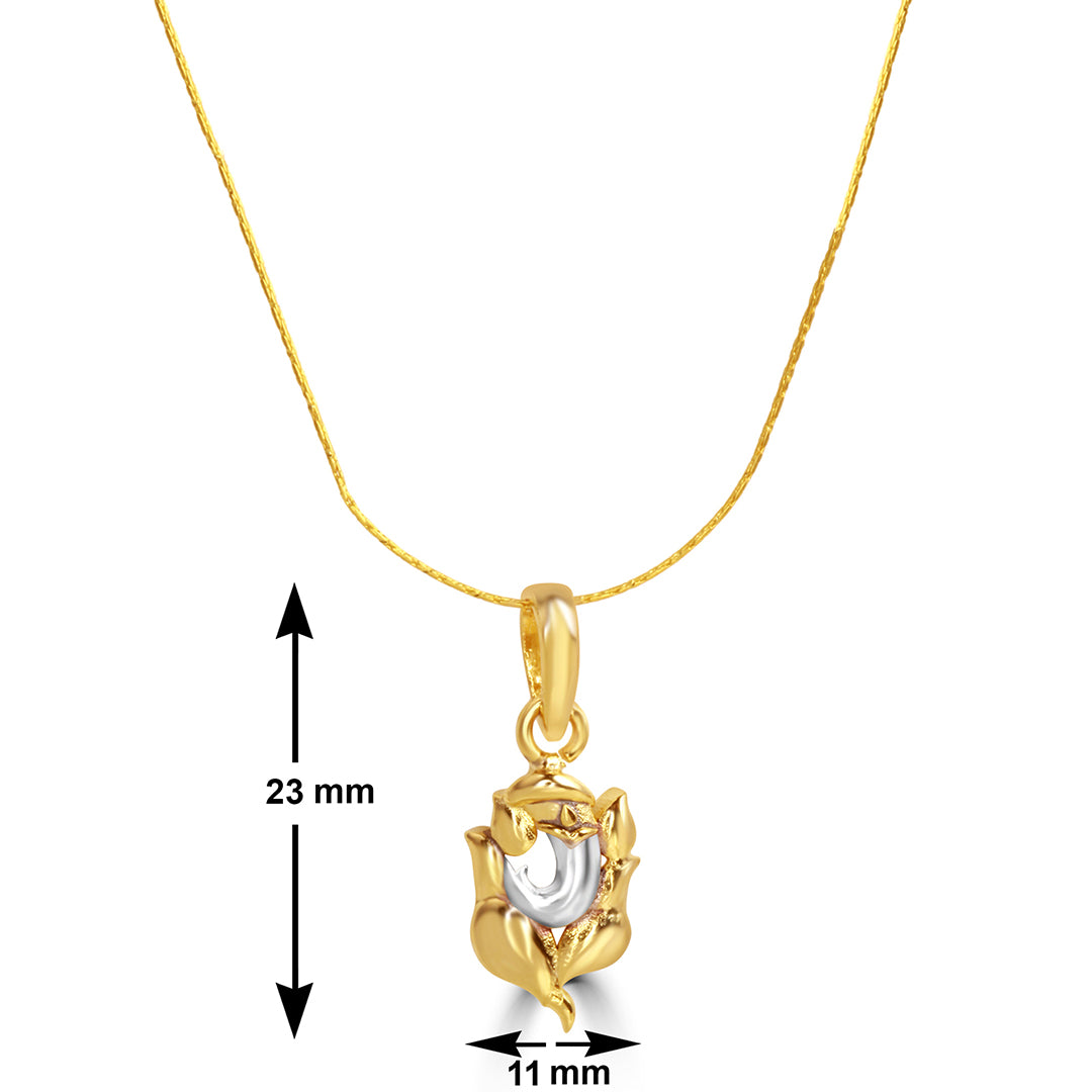 Gold Plated Lord Ganesha Pendant Dimensions and Size Chart - 23mm Height